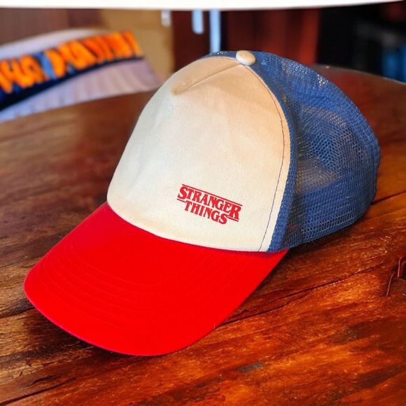 Stranger Things Mesh Snap Back Cap Trucker Hat Red White Blue Netflix Cult Show - Picture 4 of 9
